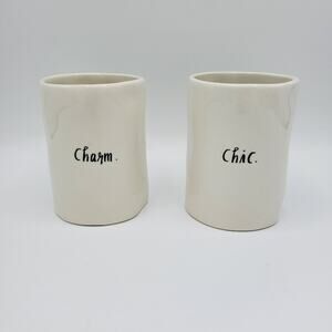 Rae Dunn x Magenta Accents Chic Charm Vanity Canister Cup Holder Set of 2 Small